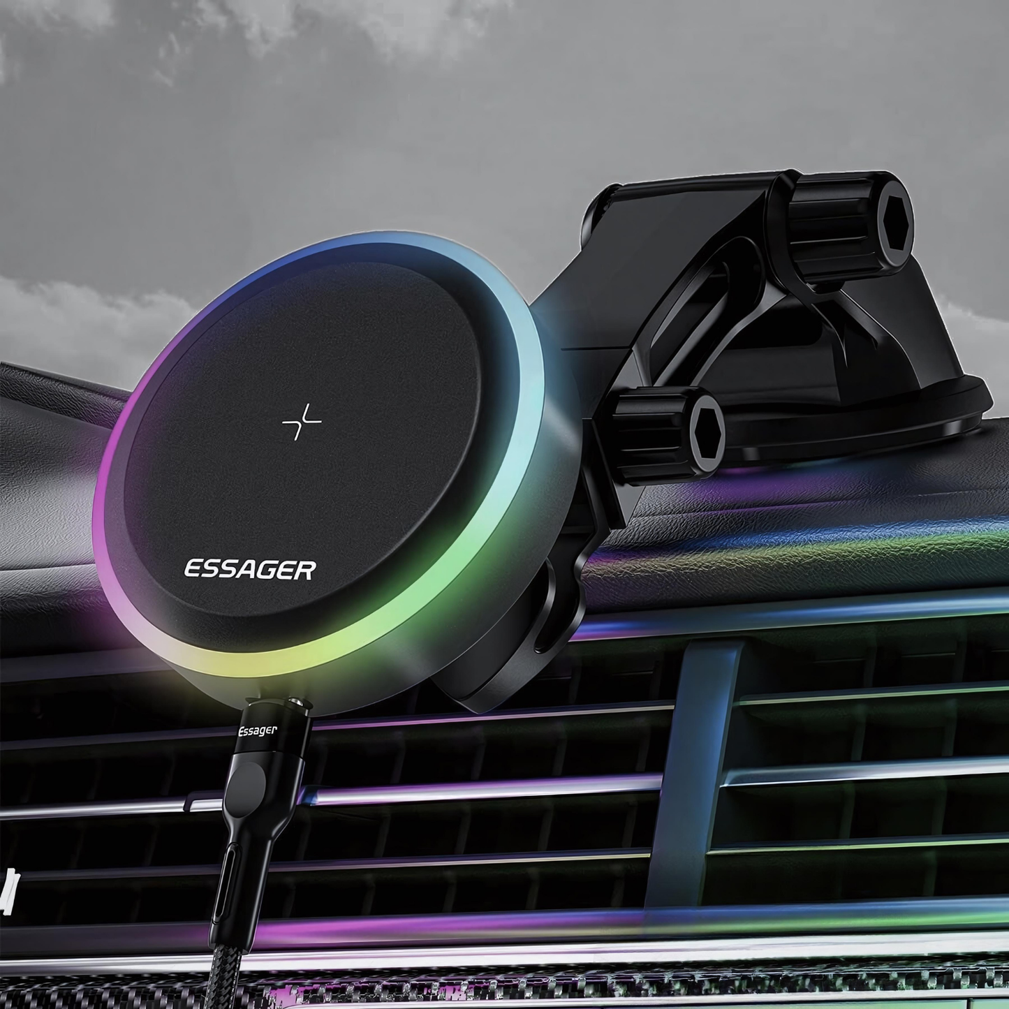 RGB Magnetic Phone Holder & Wireless Charger